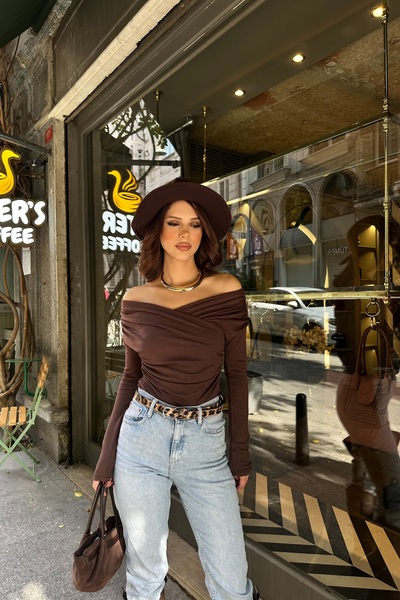 BEJNA Γυναικεία μπλούζα με κορδόνια διπλό πέτο με μαλακή υφή Modal