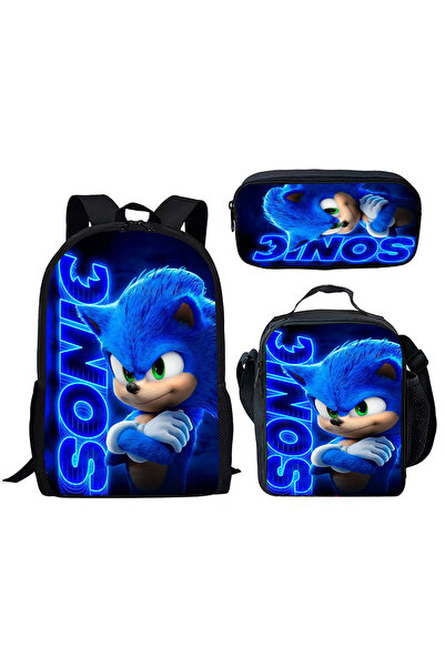 NO BRAND Sonic school bag set, three pieces, multiple colors, for ages 7-18, ...