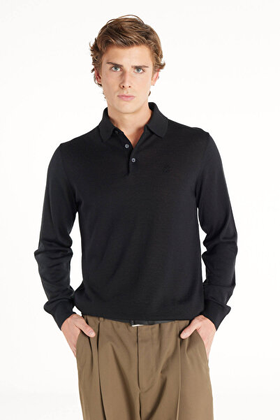 Ted Baker SİYAH YÜNLÜ POLO YAKA KAZAK