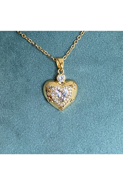 Ephyra Steel Gold Color Heart Necklace