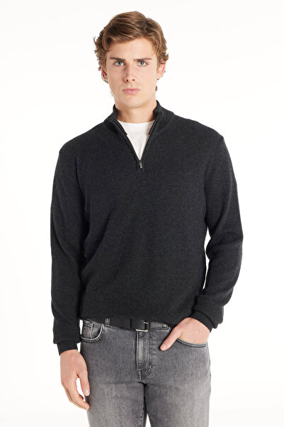 Ted Baker ANTRASİT YÜNLÜ FERMUARLI YÜKSEK YAKA KAZAK