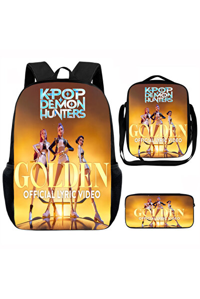 NO BRAND KPOP Demon Hunters, Student Backpack 3-Piece Set, 29x12.5x39cm, ck+j...