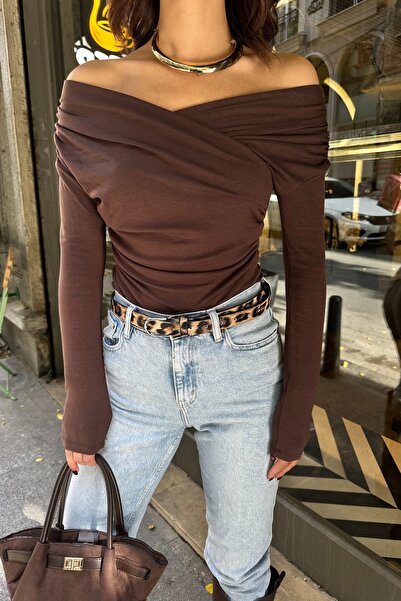 BEJNA Γυναικεία μπλούζα με κορδόνια διπλό πέτο με μαλακή υφή Modal