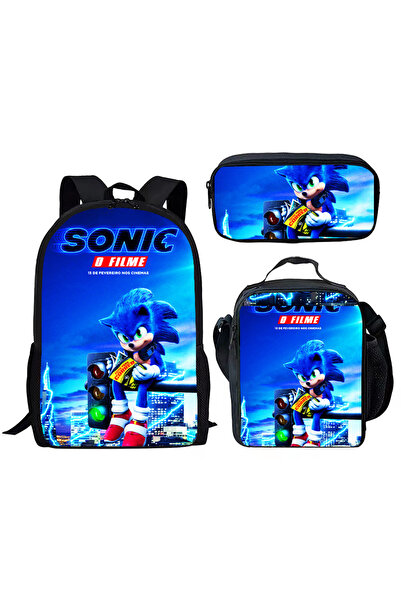 NO BRAND Sonic school bag set, three pieces, multiple colors, for ages 7-18, S-4