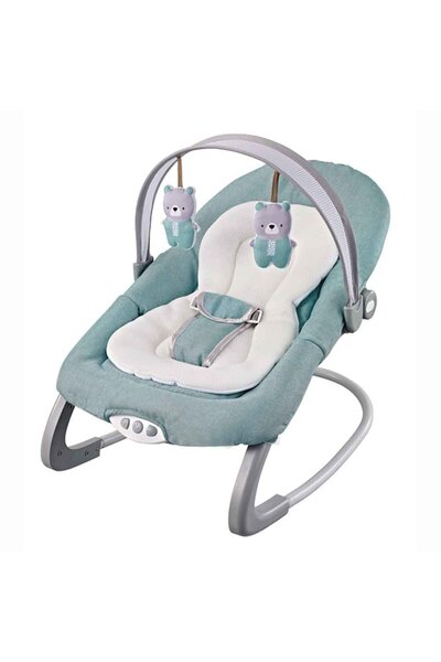 Factory Price - كرسي هزاز رويال بيبي مع ألعاب وموسيقى - أخضر فاتح