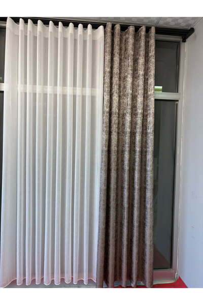 MADAMHATCE S Pile Jakarlı Fon Perde Lina 1/3 Kat Pileli TEK KANAT