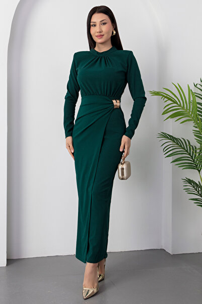 PULLIMM Φόρεμα με μακρύ μανίκι με λαιμόκοψη και αγκράφα GRS3855