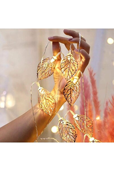 KASTWAVE Gold Leaf Fairy Lights, 3D Metal Leaf String Lights 20 LED USB Powered, 3m Waterproof