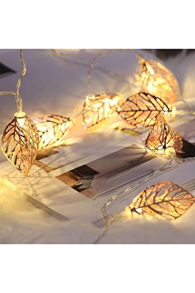 KASTWAVE Gold Leaf Fairy Lights, 3D Metal Leaf String Lights 20 LED USB Powered, 3m Waterproof