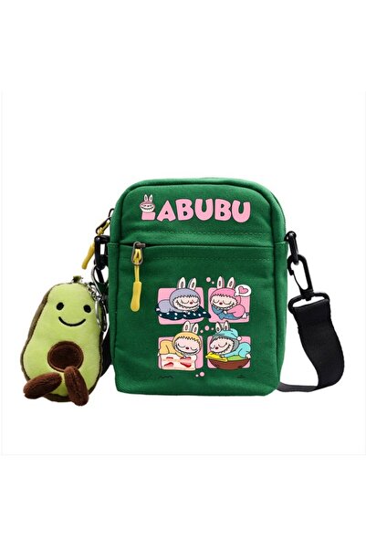 NO BRAND Labubu Crossbody shoulder bag, canvas, green, Bag-8