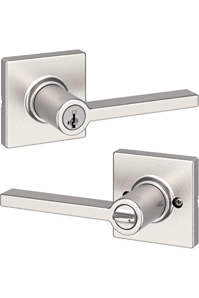 Kwikset رافعة دخول مربعة الشكل مزودة بمفتاح من كايسي تتميز بأمان SmartKey بال...