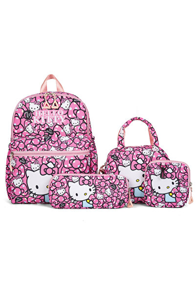 NO BRAND Hello Kitty Children's Backpack, 4-Piece Set, 26x12x34cm, Pink
