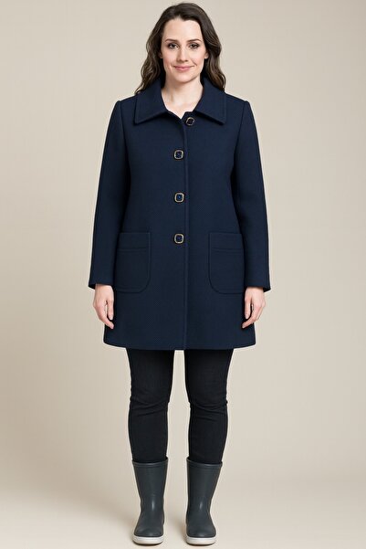 Desen Hamile Giyim Navy Blue Buttoned Maternity Jacket