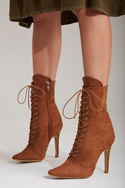 AYAKKABI PRENSİ Arto Lace-up Thin Heel TABA SUEDE