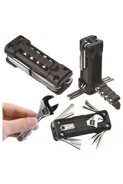 zola Bicycle repair wrench set, 16 in 1, universal, steel alloy, black/silver