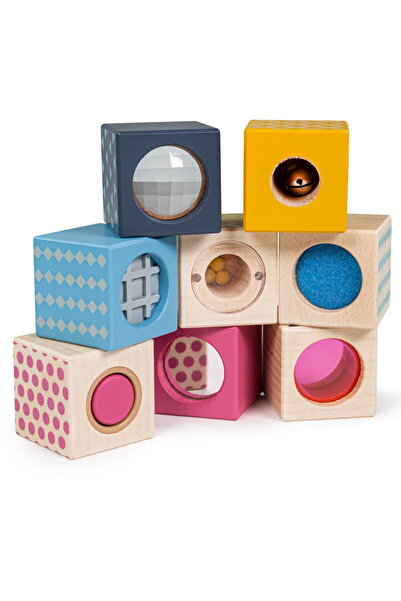 BIGJIGS Toys Set of 8 wooden sensory cubes