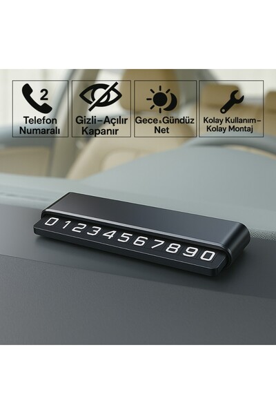 Polham 2 Numaralı Manyetik Açılır Kapanır Geçici Park Numaratörü, Fosforlu Gece Görünür Ultra Şık Nu