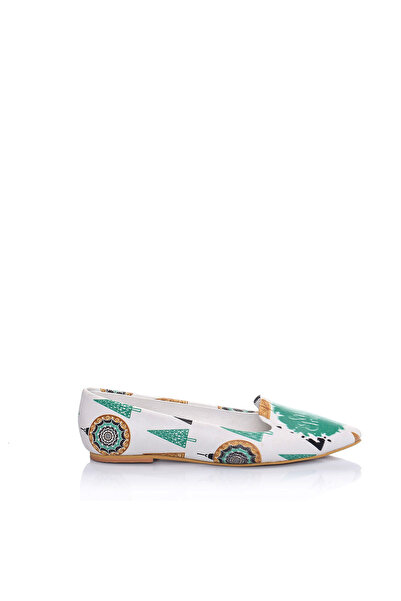 Streetfly New Year Themed Printed Colorful Women's Ballerinas