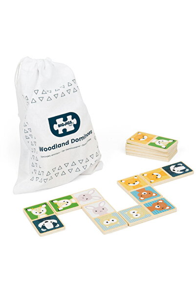 BIGJIGS Toys Domino din lemn - Animalute din padure (pastel)