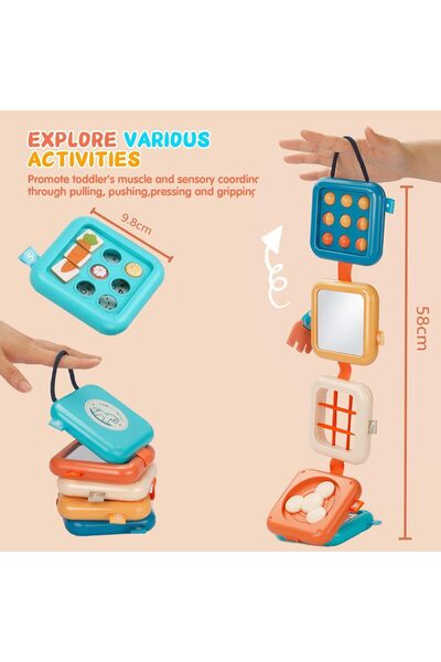 Generic Jjojcll Montessori Busy Board Activity Cube – 7 Activities, ABS, 6+ months