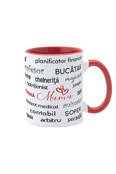 AFFIX THE DIFFERENT PERSPECTIVE Personalized white mug, red interior and handle, Mother Collection, March 8, Mother's Day, Model 5