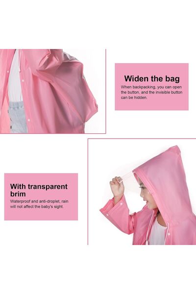 Generic Xspring Kids Rain Poncho with Hood - Reusable Portable Raincoat (Fits 1.1-1.5 m)