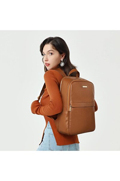 BOSTANTEN Genuine Leather 15.6" Laptop Backpack Purse for Women - Casual Travel Daypack