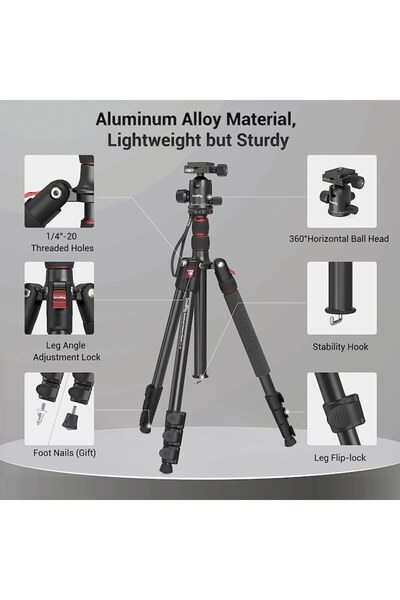 SmallRig 2-in-1 Tripod/Monopod 59180 cm, 36mm Ball Head, Quick-Release Plate, 15 kg