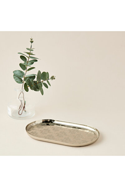 Lifestyle صينية تقديم معدنية منقوشة - ٢٥×١٦×٢ سم