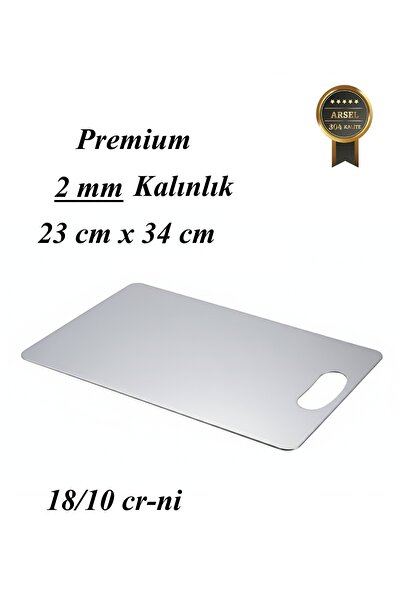 Arsel 2 mm Kalınlık Paslanmaz Çelik / Metal Kesme Tahtası 304 Kalite 23x34 cm 18/10 cr-ni 2mm