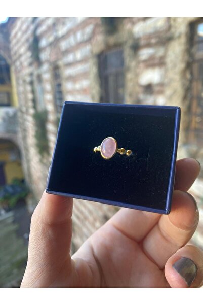 By Atölye 925 Ayar Pembe Kuvars Taşlı Gümüş Yüzük