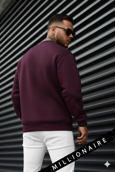 The Arid Mountain Ανδρικό φούτερ Cherry Dark Burgundy Geyik Soft 3 Thread-in-1 Ş επένδυση fleece 0 Crew Neck O oversized Casual φούτερ