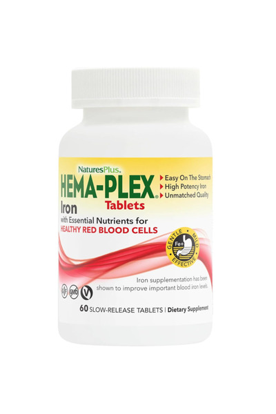NaturesPlus Hema-Plex Iron - 60 Tablets - 85 mg Elemental Iron + Vitamin C & ...