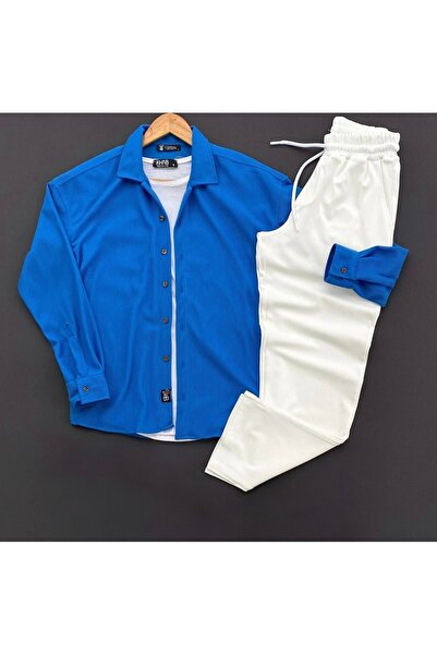 brozzi men Corded Fabric Ottoman Shirt-Bottom Set