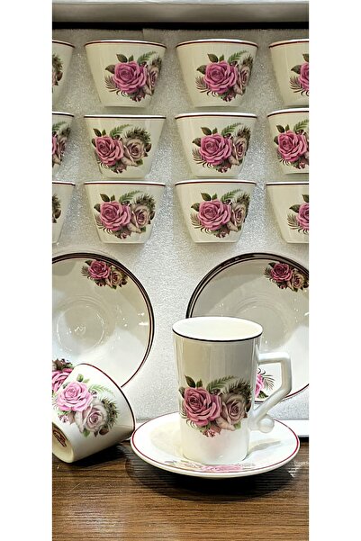 AL OSTORAH 36-piece ceramic tea and coffee set, classic floral design