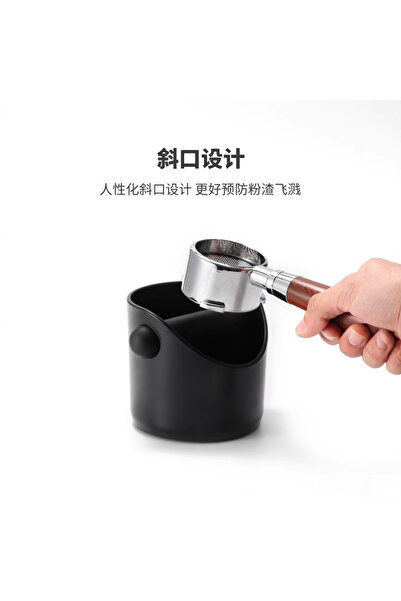 INVEIN Round espresso grounds container for coffee bar from ABS - Nookbox mini for home baristas, black