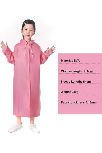 Generic Xspring Kids Rain Poncho with Hood - Reusable Portable Raincoat (Fits 1.1-1.5 m)