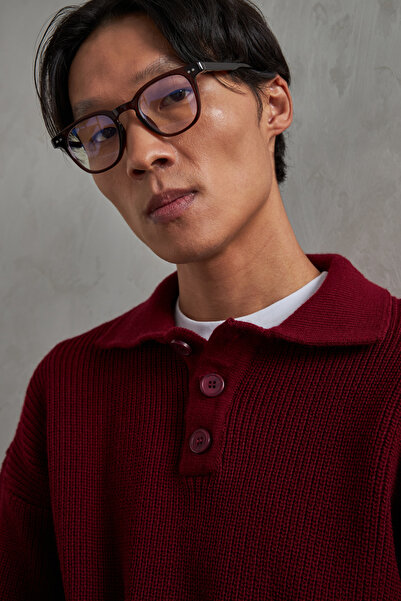 HYMAN Men's Buttoned Collar Oversized Sweater