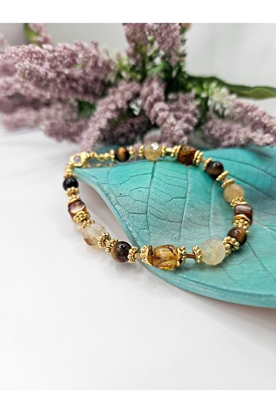 İNCİORA JEWELRY Sitrin, Kehribar ve Kaplan Gözü Doğal Taş Bileklik – Hematit ...