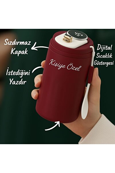 KARHEDİYE Kişiye Özel İsimli 500 ml Paslanmaz Çelik Termos – Dijital Isı Göstergeli