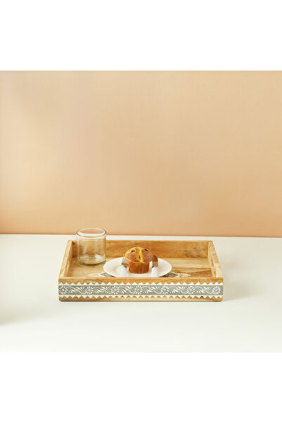 Lifestyle Embellished Wooden Decorative Tray - 40x30 cms