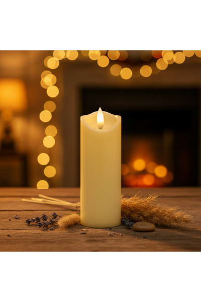 zola Decorative LED candle, flame effect, warm white light, battery powered, 15.5 x 5 cm, white