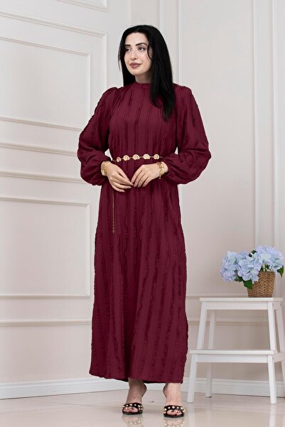 Sevitli Φόρεμα Dream με λεπτομέρεια βολάν-ΜΠΟΡΝΤΟ