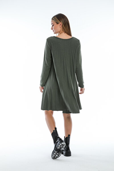 della moor Khaki Italian Collared Wool Knit Dress