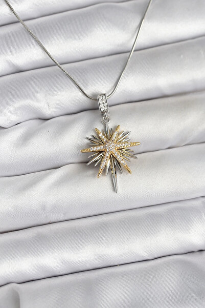 shopwave 316L سلسلة فولاذية فضية اللون نموذج نجمة القطب قلادة نسائية