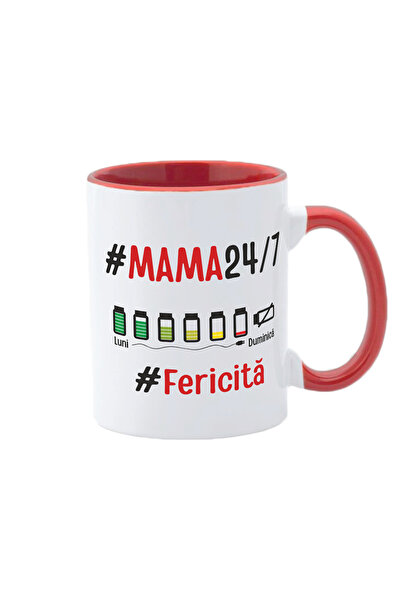 AFFIX THE DIFFERENT PERSPECTIVE Personalized white mug, red interior and handle, Mother Collection, March 8, Mother's Day, Model 4