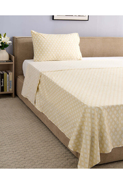 REDTAG Beige 2 Piece Printed Flat Sheet (Single Size)