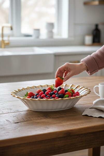 ROY KING LINE GOLD OVAL DERİN SUNUM TABAK 30*24 CM