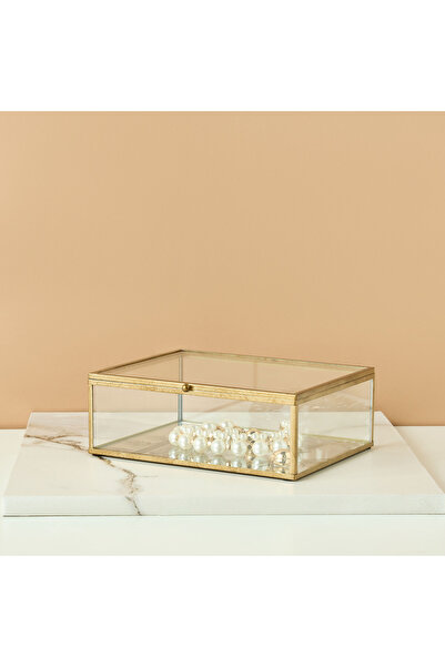 Lifestyle Botanical Print Decorative Glass Box - 23x18x8 cms