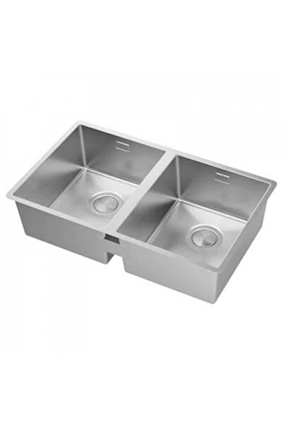 HAR and UNEX حوض غسيل مزدوج من الفولاذ المقاوم للصدأ 82 × 45 سم، بدون فتحة خلاط